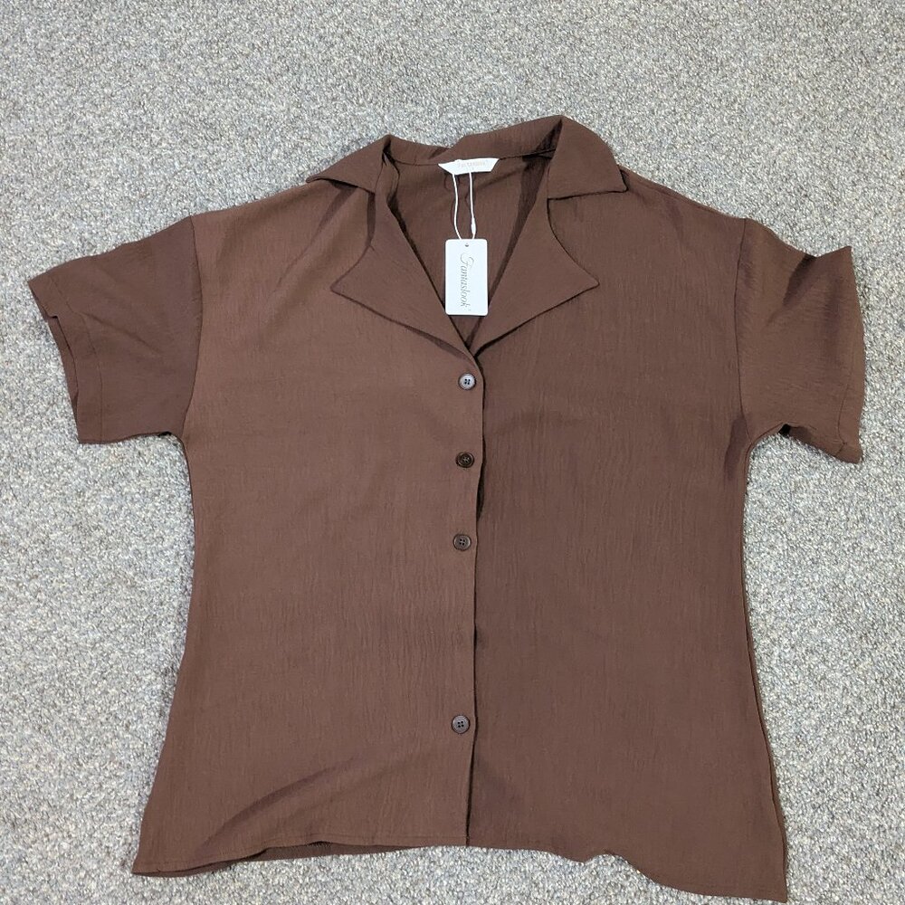 Brown Button-Up Blouse